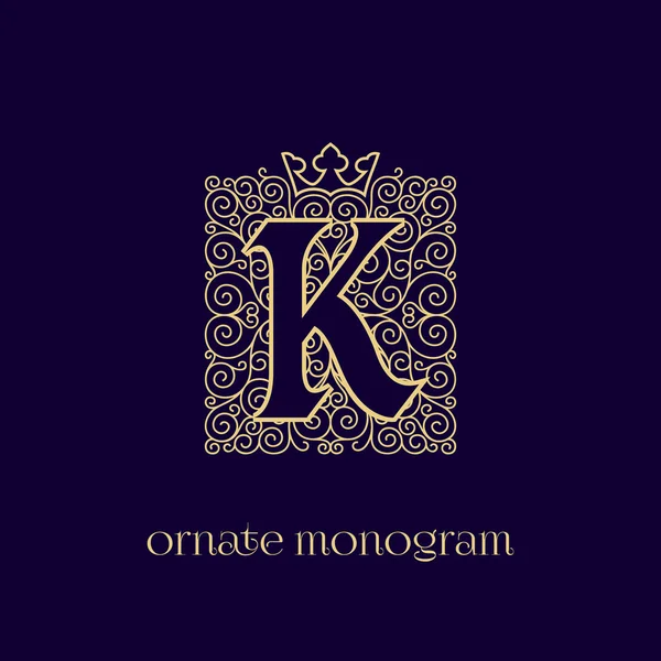 Monograma con corona K — Vector de stock