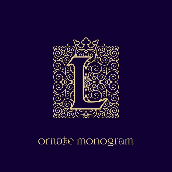 Monogramme avec couronne L — Image vectorielle