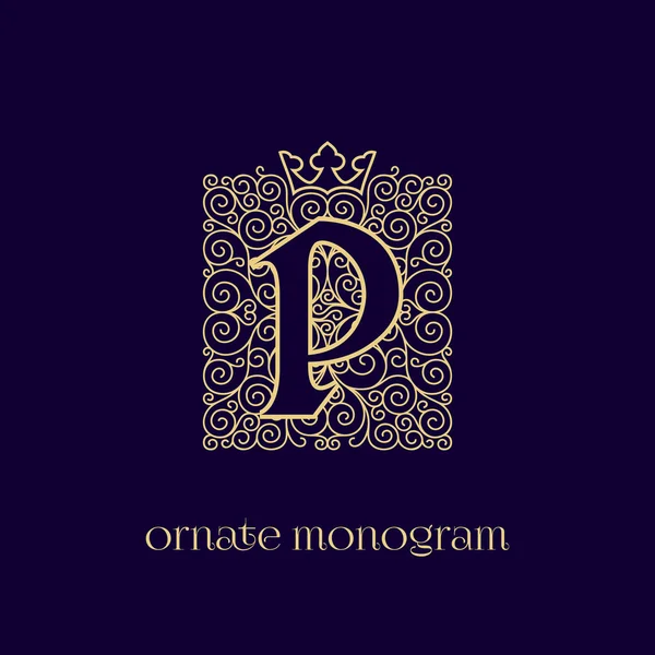 Monogram with crown P — Stock Vector