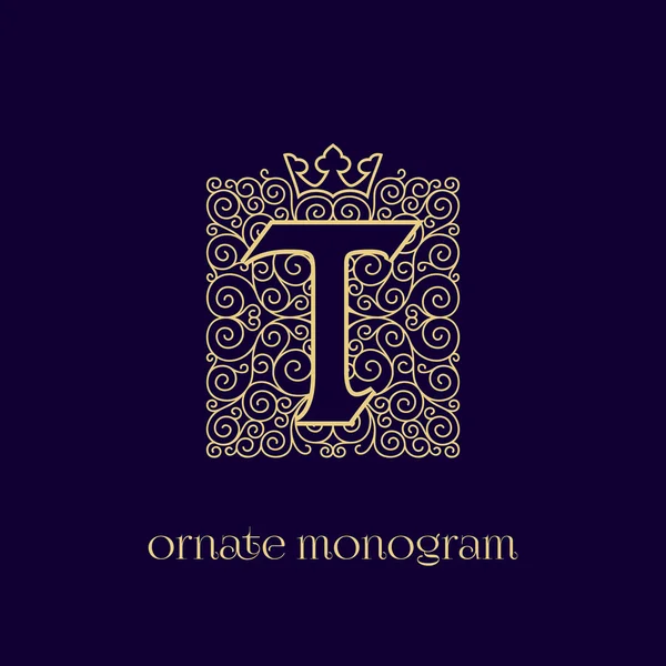 Monogram s korunou t — Stockový vektor