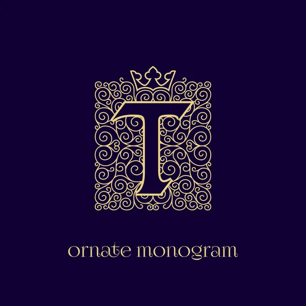 Monograma con corona T — Vector de stock