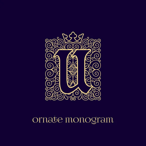 Monogram with crown U — Stock Vector