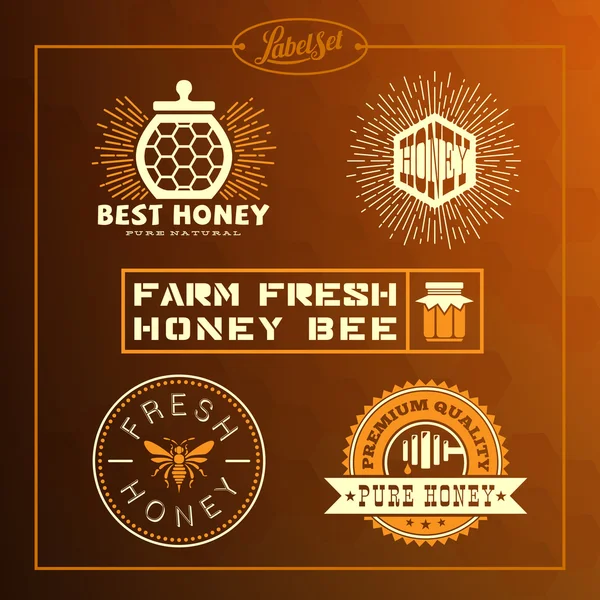 Set étiquette abeille miel — Image vectorielle