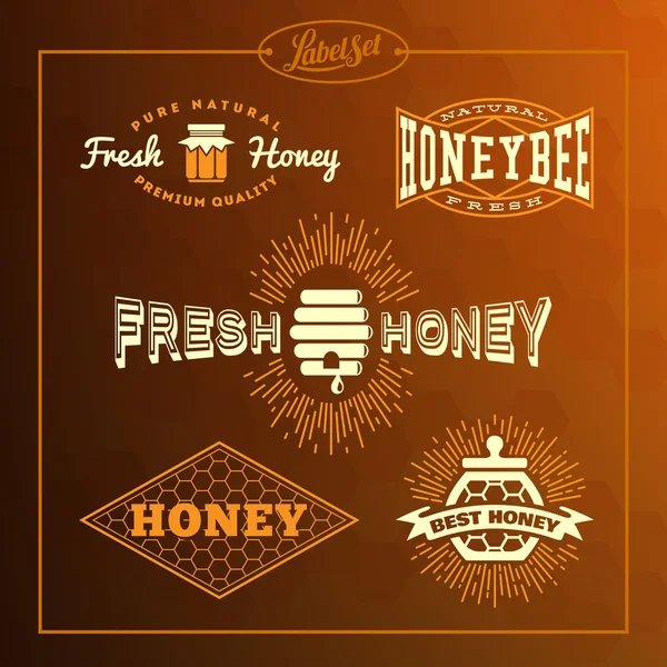 Etikettenset für Honigbienen — Stockvektor