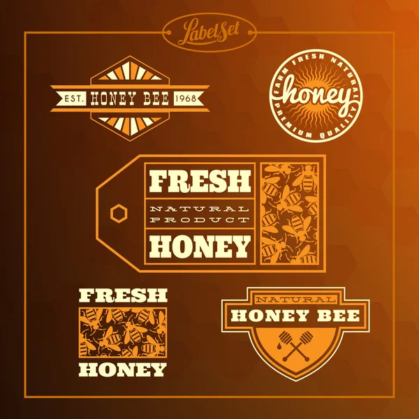 Набір етикеток для бджіл — стоковий вектор