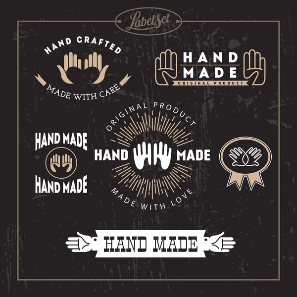 Hand made label set — Stock Vector