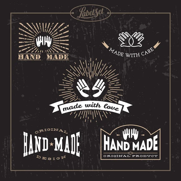 Hand made label set — Stock Vector