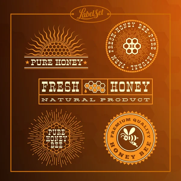Honey bee label set — Stock Illustration Honey bee label set Royalty Free Stock Vectors