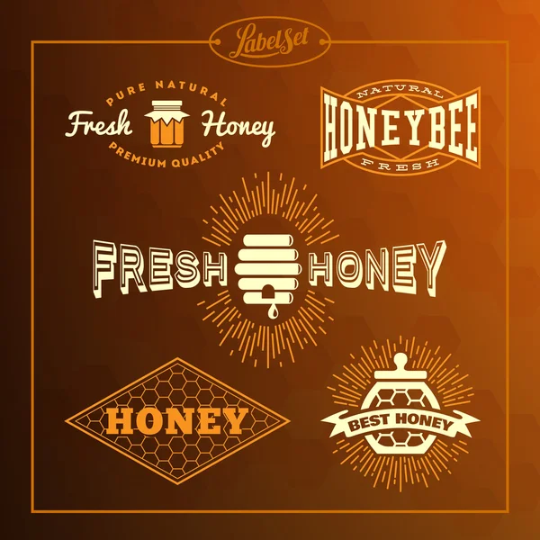 Honey bee label set — Stock Illustration Honey bee label set Vector Graphics