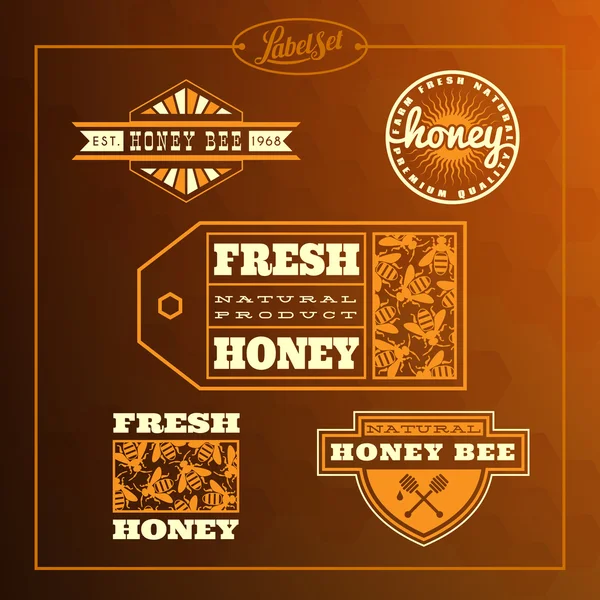 Honey bee label set — Stock Illustration Honey bee label set Vector Graphics