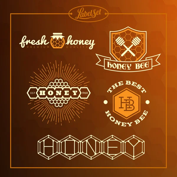 Honey bee label set — Stock Illustration Honey bee label set Stock Illustration
