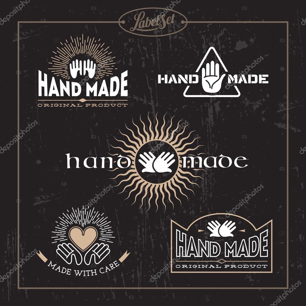 Templates for badges, labels, tags for hand made product. Set 7. Vector illustration.