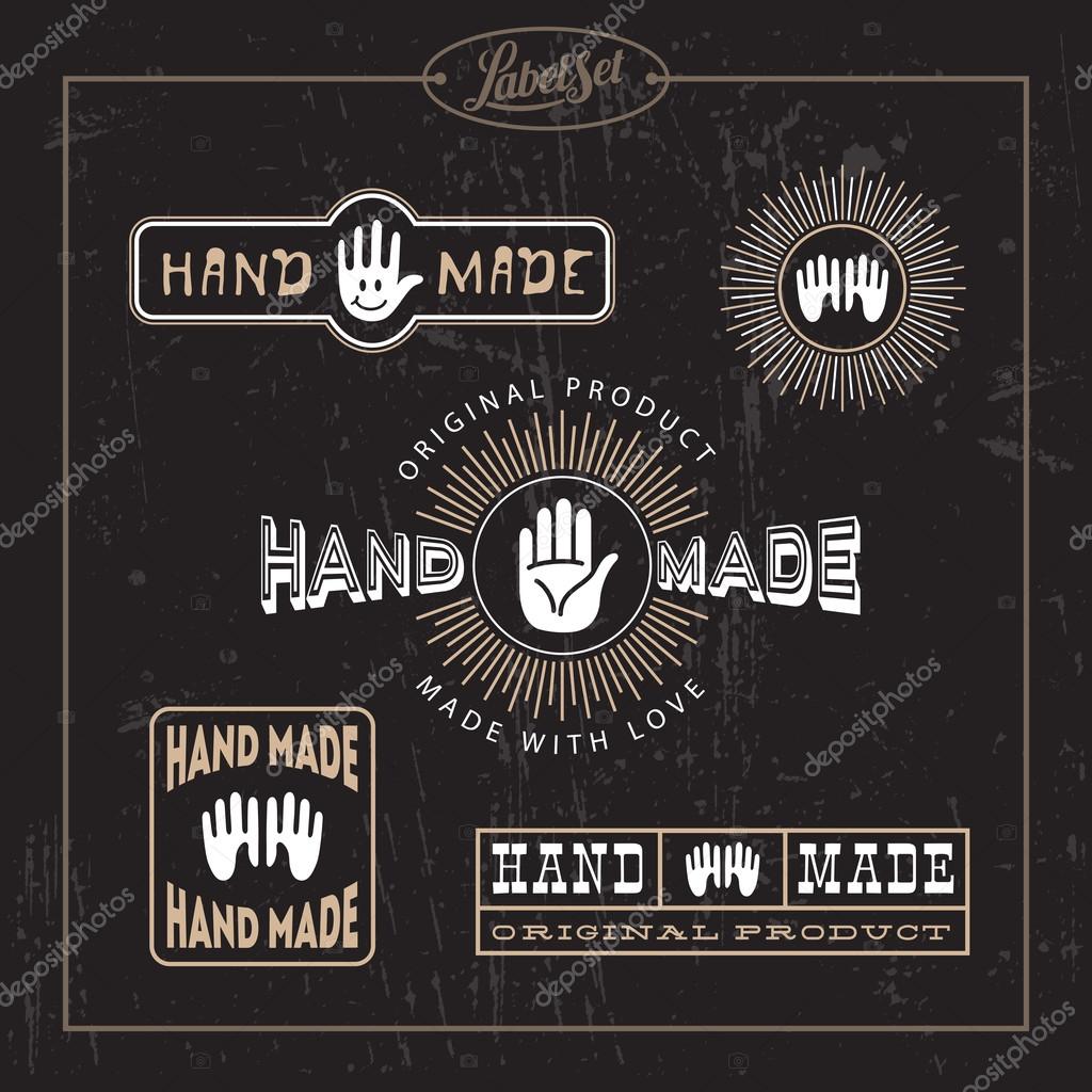 Templates for badges, labels, tags for hand made product. Set 8. Vector illustration.