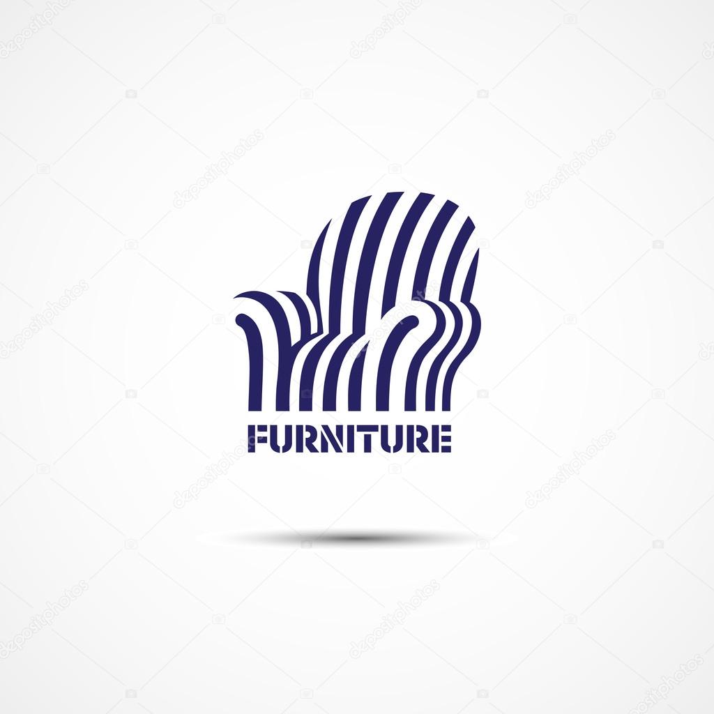 Template for logos, labels, emblems with stylized armchair. Vector illustration.