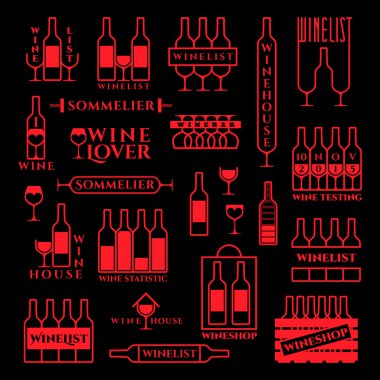 şarap etiketleri kümesi