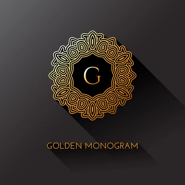 Golden linear monogram — Stock Vector