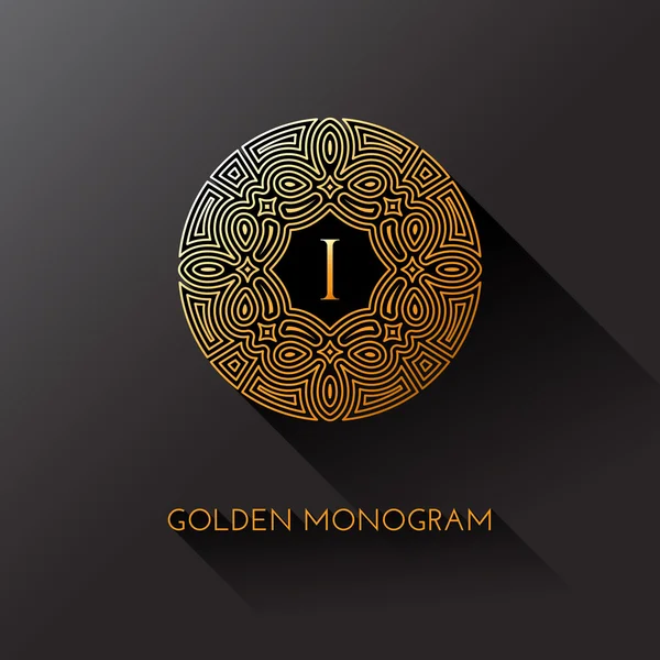 Golden linear monogram — Stock Vector