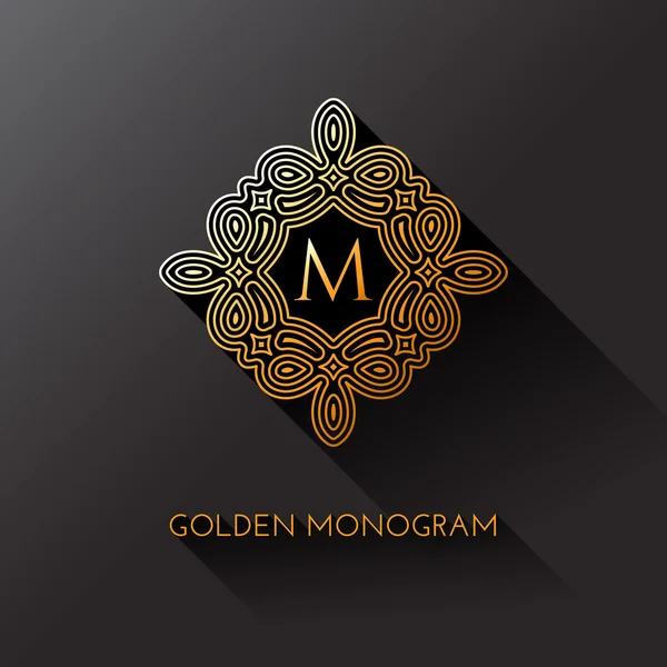 Arany lineáris monogram — Stock Vector
