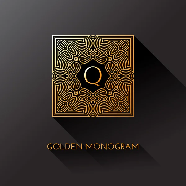 Monograma lineal dorado — Vector de stock