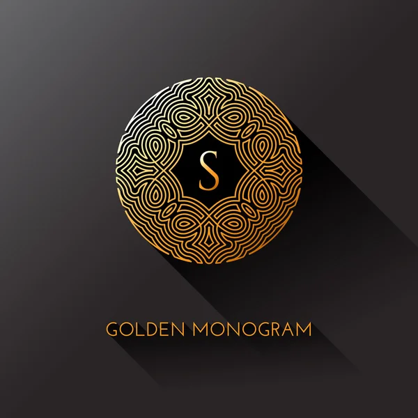 Złoty monogram liniowe — Wektor stockowy