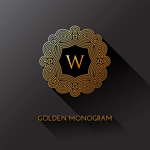 Zlatá lineární monogram — Stockový vektor