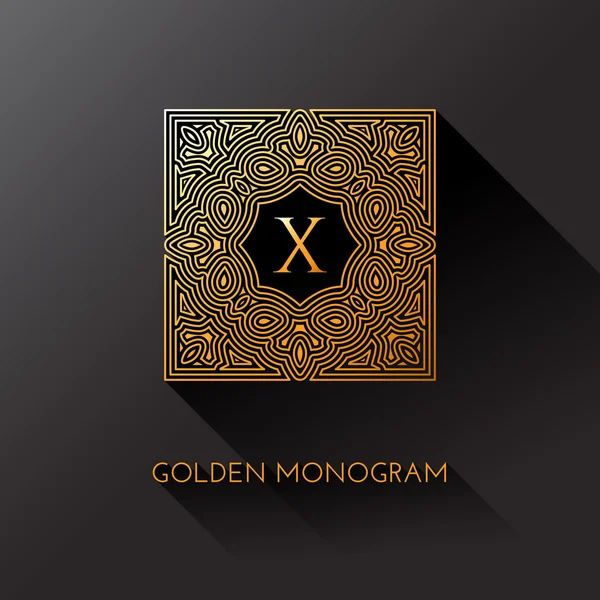 Golden linear monogram — Stock Vector