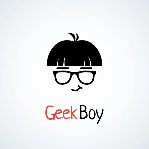 オタク少年のロゴ — ストックベクタ