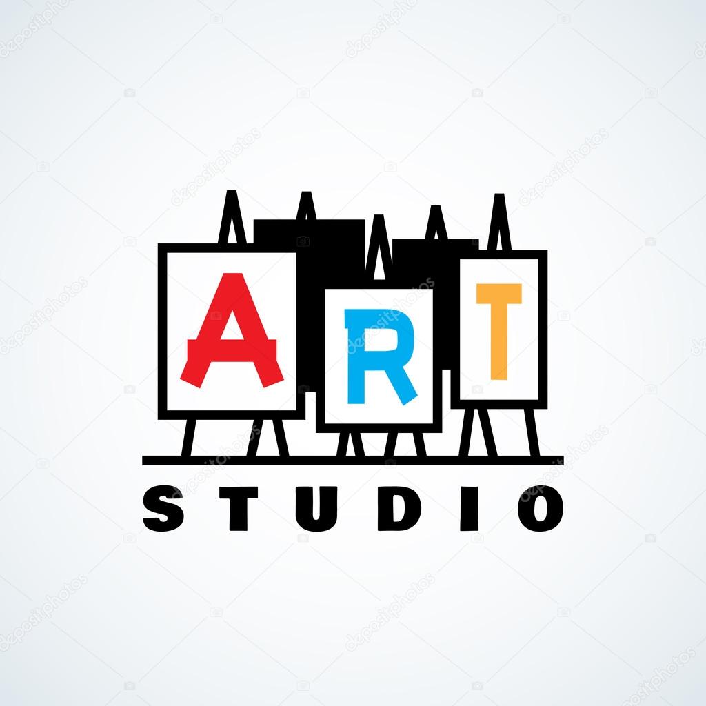 Logo design template for art studio, gallery, school of the arts. Vector illustration.