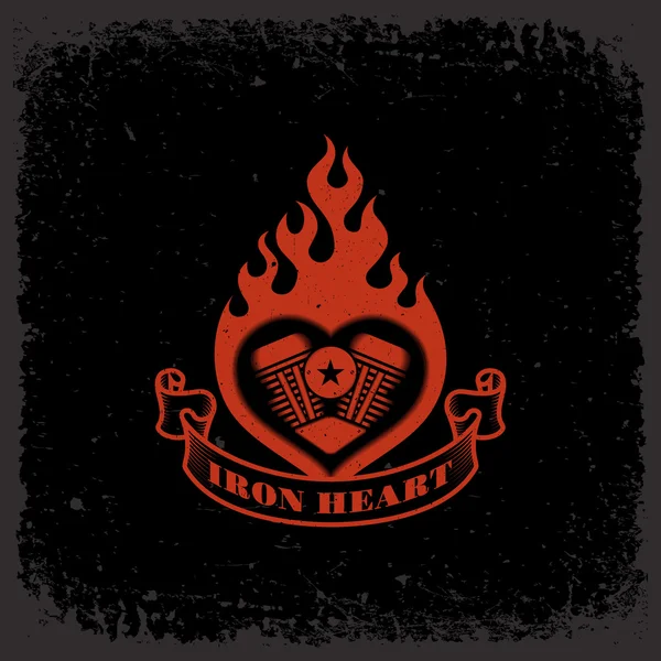 Iron heart label — Stock Vector