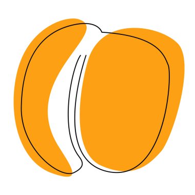 Beyaz arka planda çizgi sanat vektörü şeftalisi. Minimalist tasarım. Logo, desenler, paketler ve diğer dekorasyonlar için, vs.