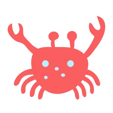 Beyaz arka planda kırmızı vektör yengeci. Tasarım, ağ, dekorasyon vs. için düz çizim