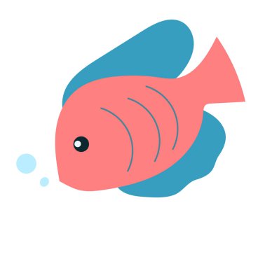 Beyaz arka planda kırmızı vektör balığı. Tasarım, ağ, dekorasyon vs. için düz çizim