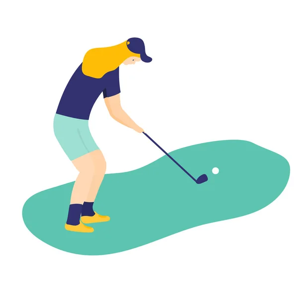 Dziewczyna Grająca Golfa Ilustracja Wektorowa Projektowania Graficznego Produktów Sportowych Prezentacji — Wektor stockowy