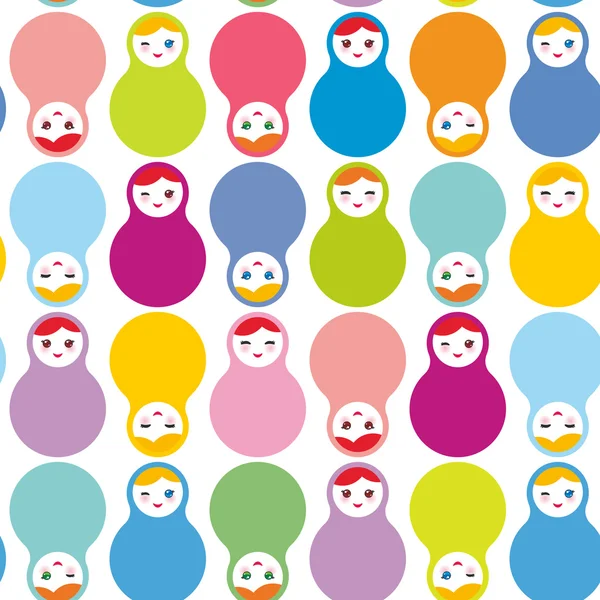 Russische poppen Matryoshka naadloze patroon op witte achtergrond, pastel kleuren. Vector — Stockvector