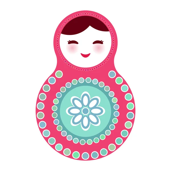 Poupées russes matryoshka sur fond blanc, couleurs bleu rose. Vecteur — Image vectorielle