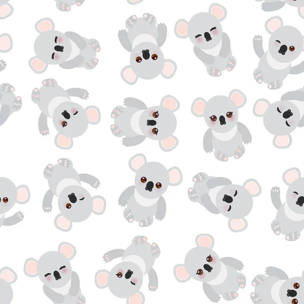 Dikişsiz desen - Beyaz arka plan üzerinde Komik sevimli koala. Vektör — Stok Vektör