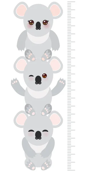 Koala. Çocuk boy metre duvar etiket, çocuklar ölçmek, Büyüme Grafiği. Vektör — Stok Vektör