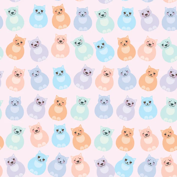 Zittend grappige vet katten, pastel kleuren op een witte achtergrond instellen Vector — Stockvector