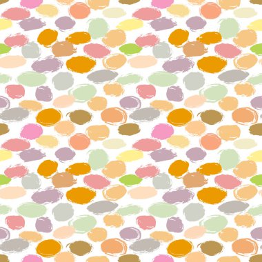 Klasik klasik dikdörtgen desenli polka nokta, desen fırça darbeleri mürekkep. Beyaz arka planda pembe yeşil turuncu izole edilmiş. Tebrik kartı tasarımı, hediye paketi, kumaşlar, duvar kağıtları için kullanılabilir. Vektör illüstrasyonu