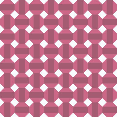 Soyut geometri 3d desenli klasik dikişsiz model. Beyaz, pembe, kahverengi arka plan. Tebrik kartı tasarımı, hediye paketi, kumaşlar, duvar kağıtları için kullanılabilir. Vektör illüstrasyonu