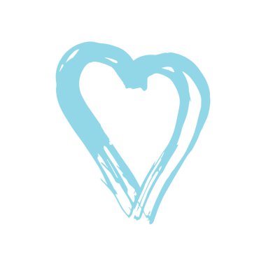 Sevgililer Günü tebrik kartı tasarımı boya lekesi İskandinav tarzı mavi kalp beyaz arka planda izole edilmiş. Mevsimin basit sanat akımı. Metnin için soyut şablon çerçevesi, boşluğu kopyala. Vektör illüstrasyonu