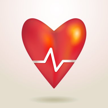 kırmızı parlak parlak üç boyutlu kalp 3d beyaz zemin üzerinde. tıbbi simge kardiyogram kan bağışı konsept illüstrasyon vektör Eczanesi, kardiyoloji, sağlık