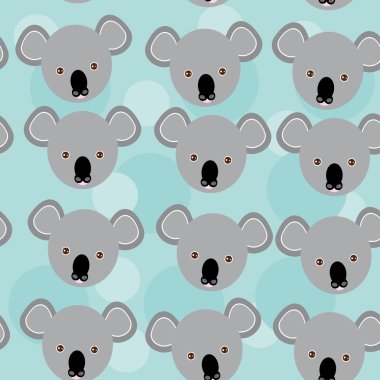 Koala seamless modeli ile komik sevimli hayvan yüzü mavi bir bac üzerinde