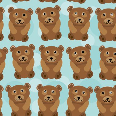 komik şirin hayvan ile Seamless modeli üzerinde mavi bir adam ayı