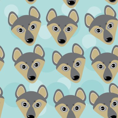 köpek kurt seamless modeli ile mavi sevimli hayvan yüzünde komik 