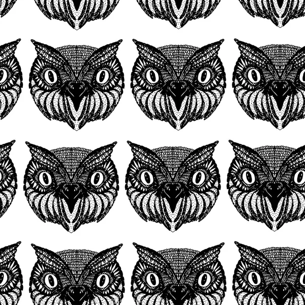 Owlhuvudet. Doodle hand dras. — Stock vektor