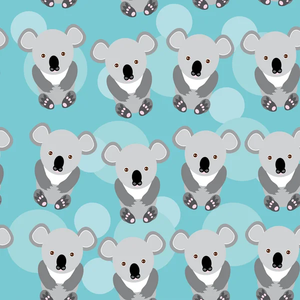 Koala motif sans couture avec drôle animal mignon sur un backgrou bleu — Image vectorielle