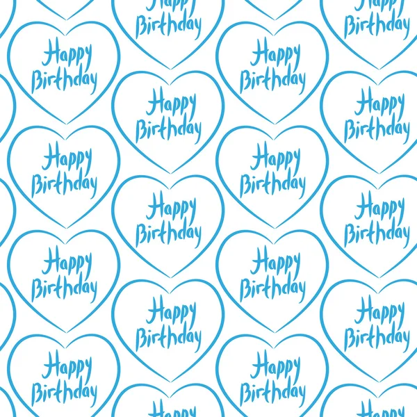 Seamless pattern with blue hearts on a white background. Happy b — Stock Vector