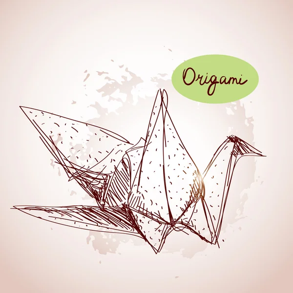 Origami grues en papier croquis . — Image vectorielle