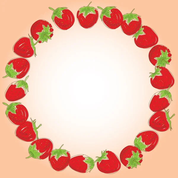 Carte pour votre texte Définir les fraises rouges sur un fond blanc. Croquis dessiné à la main. vecteur — Image vectorielle